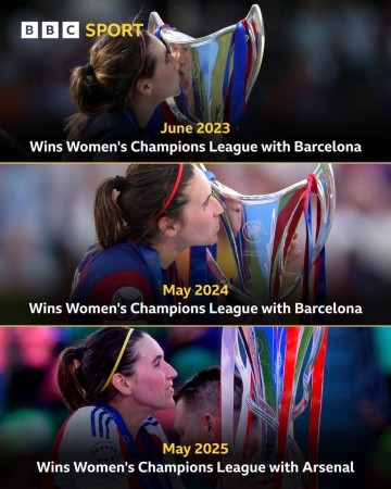 锦鲤阿森纳女足前锋卡尔登泰近5个赛季,4次随队问鼎女足欧冠